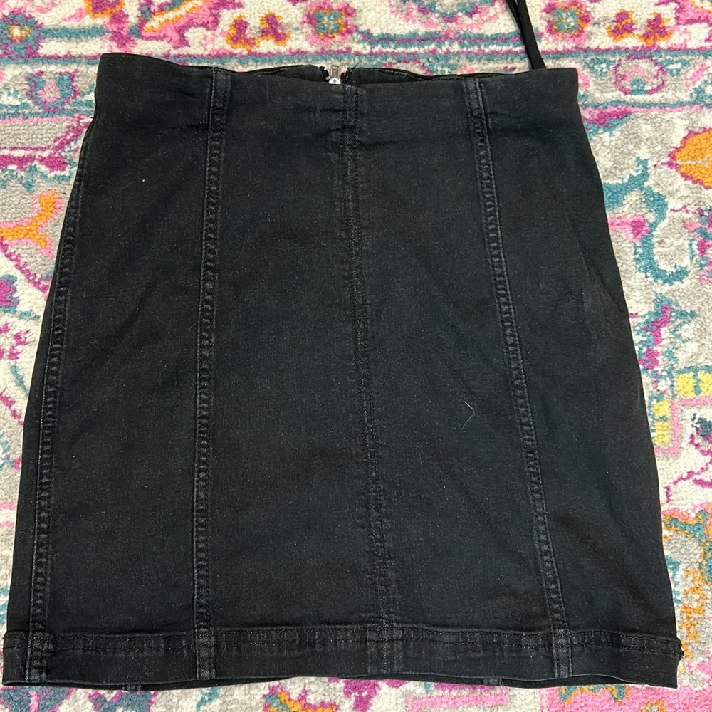 Free People Black Denim Skirt Size 10